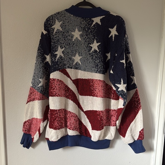 Sugar Street Weavers Americana Sweater Cotton Pullover Red White Blue One Size - Picture 10 of 10
